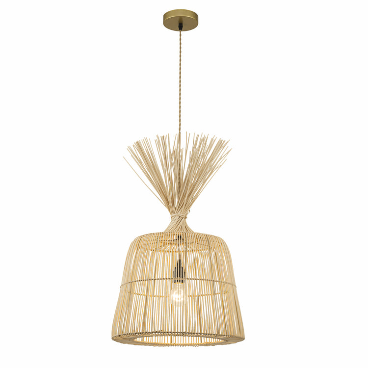 Fauna Large 28 in. Handwoven Rattan Pendant Light, Coastal Boho Statement Lighting