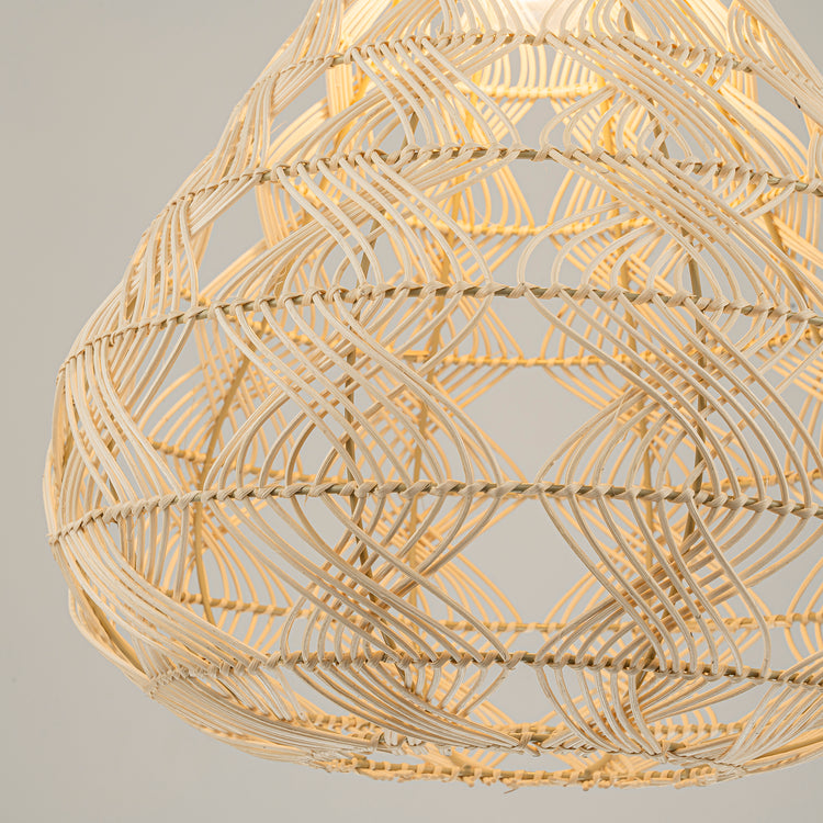 Silvio Large Rattan Teardrop Pendant Light, Coastal Boho Handwoven Statement Fixture