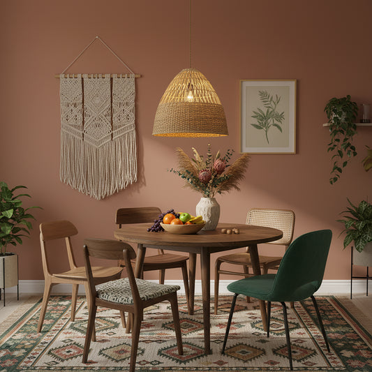 Willa 1-Light Rattan Dome Pendant, Coastal Boho - Handwoven