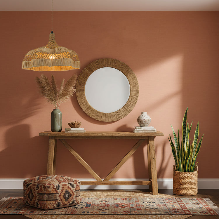 Aurelia 1-Light Raffian Dome Pendant, Coastal Boho - Handwoven