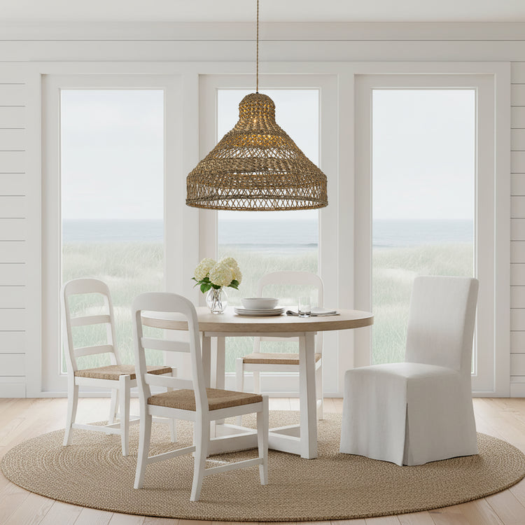 Homa Rattan Dome Pendant Light, Coastal Rustic Handwoven Natural Lighting