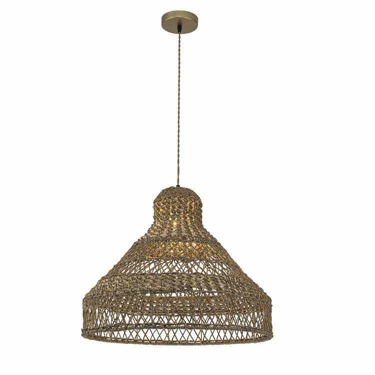 Homa Rattan Dome Pendant Light, Coastal Rustic Handwoven Natural Lighting
