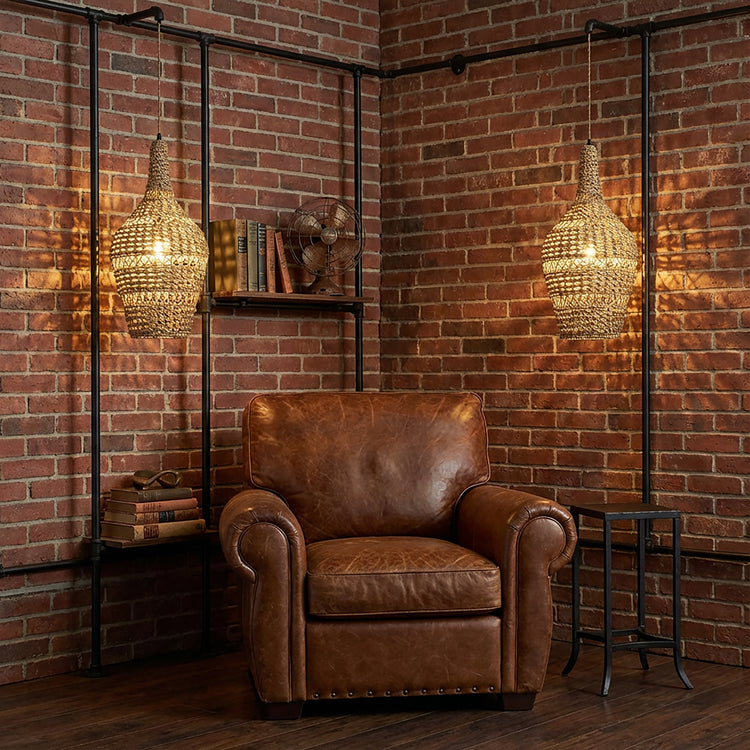 Homa Large Rattan Pendant Light, Coastal Boho Handwoven Statement Lighting