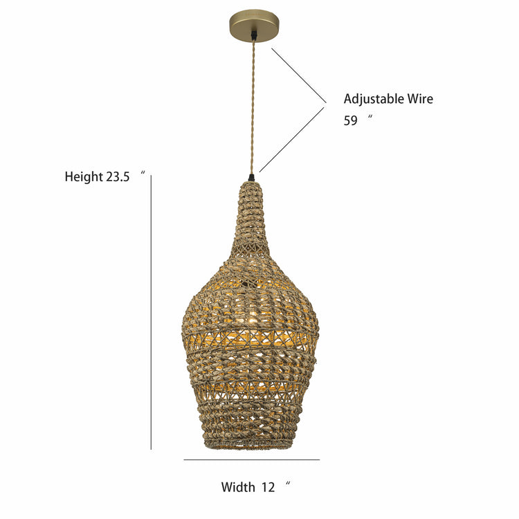 Homa Large Rattan Pendant Light, Coastal Boho Handwoven Statement Lighting