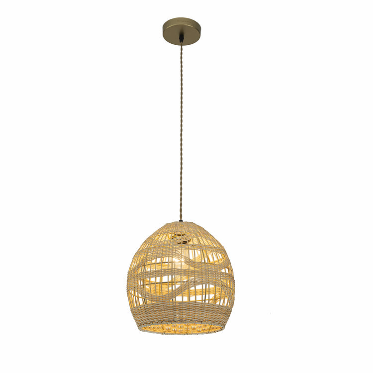 Nala1-Light Rattan Dome Pendant, Coastal Boho - Handwoven