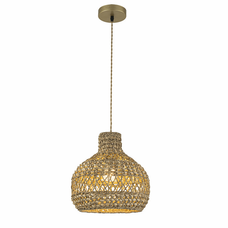 Homa Rattan Dome Pendant Light, Coastal Boho Handwoven Natural Shade