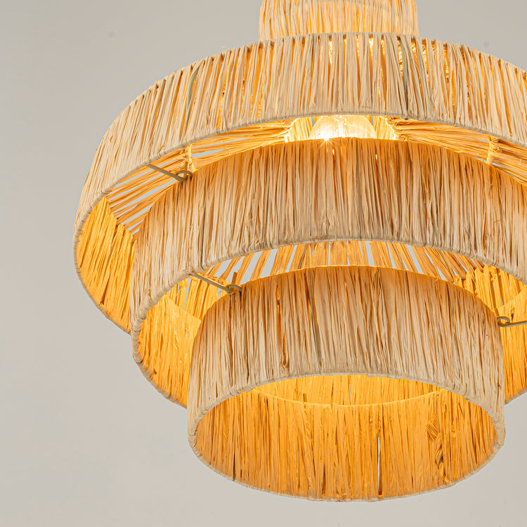 Marta 3-Tier Rattan Pendant Chandelier, Coastal Boho Handwoven Lighting
