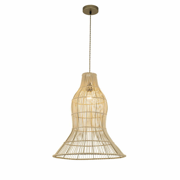 Vita Rattan Pendant Light, Coastal Boho Handwoven Natural Fiber Ceiling Light