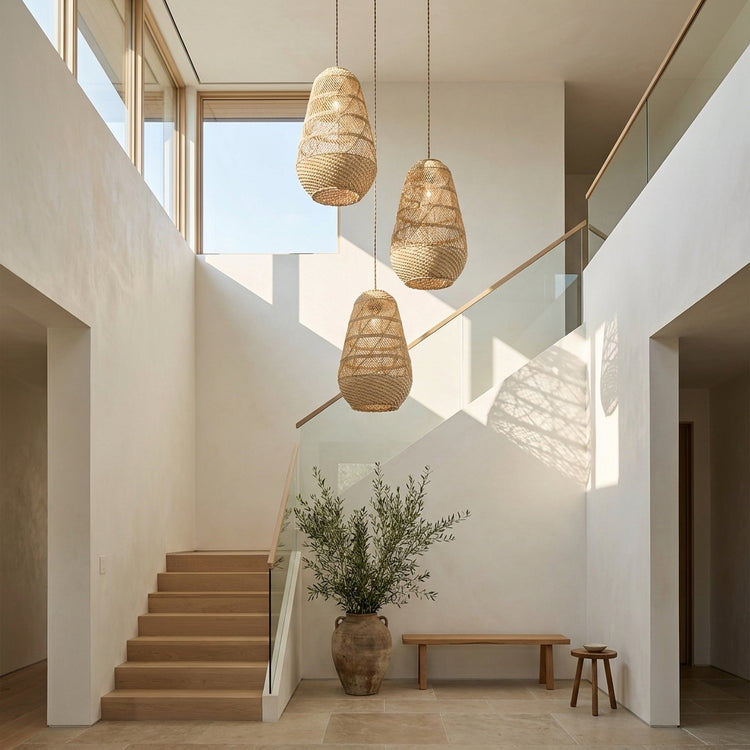Kai 1-Light Rattan Pendant, Coastal Boho Japandi - Handwoven