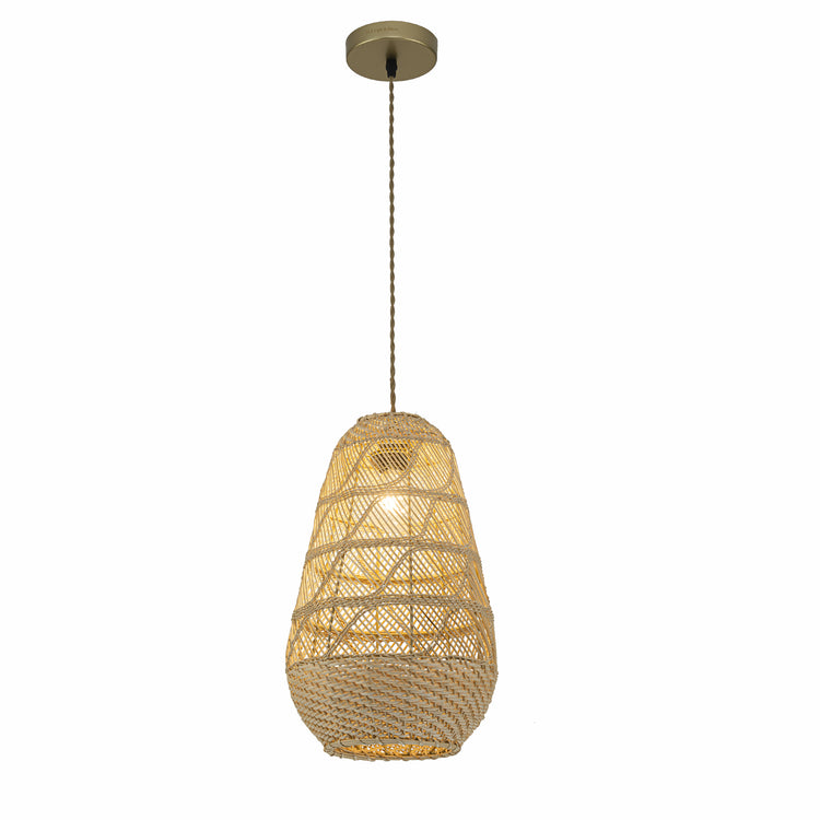 Kai 1-Light Rattan Pendant, Coastal Boho Japandi - Handwoven