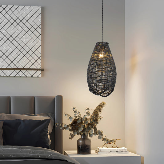 Kyoto 1-Light Rattan Pendant, Coastal Boho Japandi - Handwoven