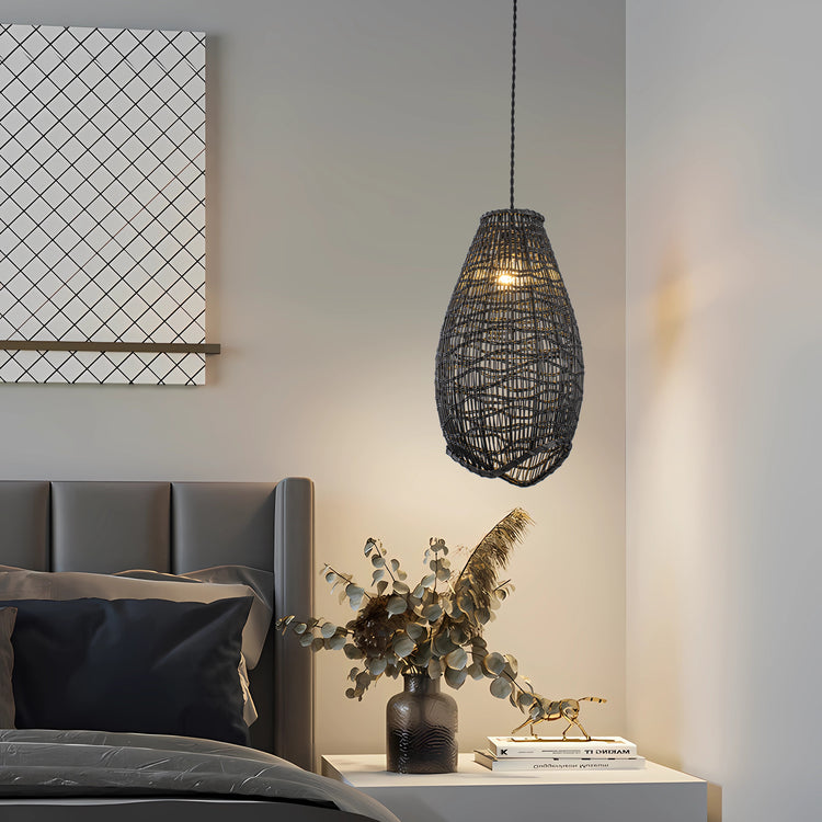 Kyoto 1-Light Rattan Pendant, Coastal Boho Japandi - Handwoven