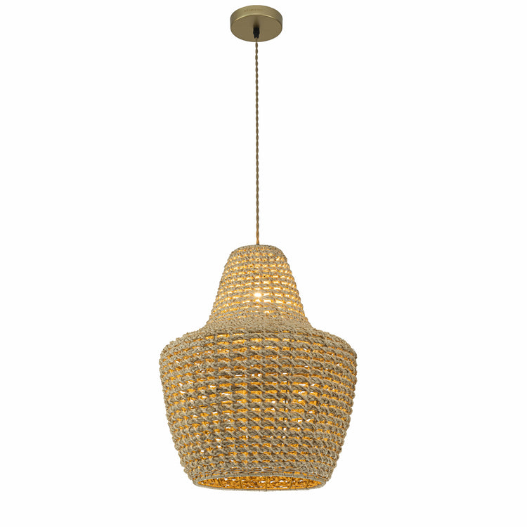 Mika 1-Light Rattan Pendant, Modern Coastal Boho - Handwoven