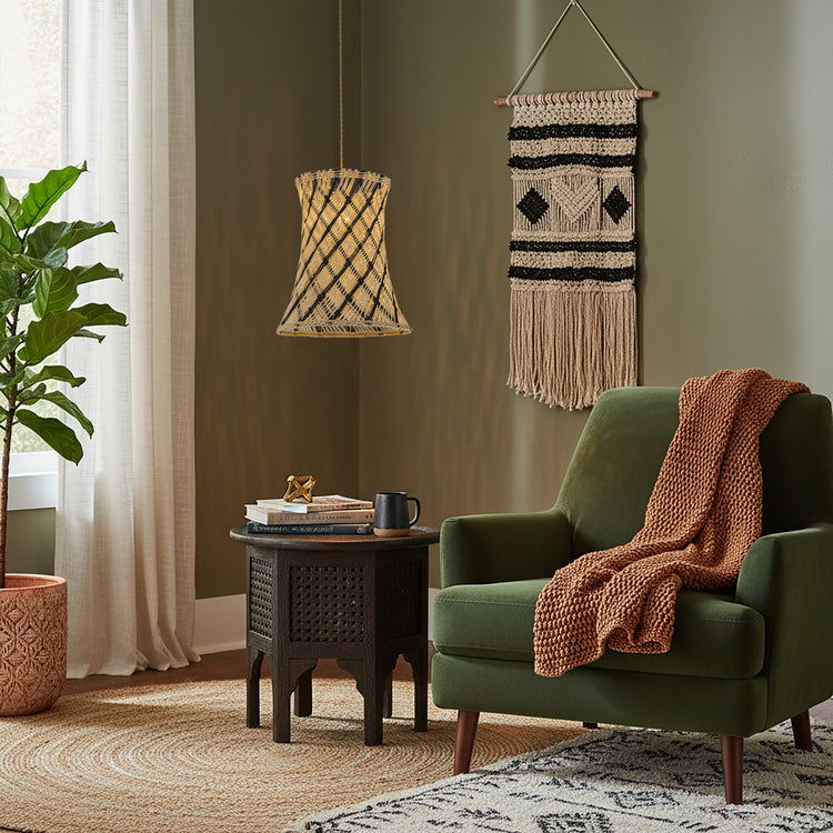 Yori 1-Light Rattan Hourglass Pendant, Coastal Boho - Handwoven