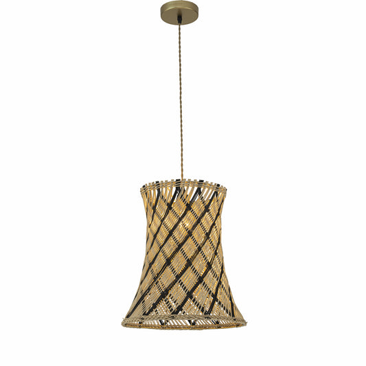 Yori 1-Light Rattan Hourglass Pendant, Coastal Boho - Handwoven
