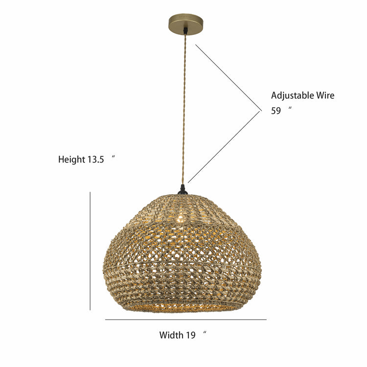 Homa 1-Light Rattan Pendant, Coastal Boho Rustic - Handwoven