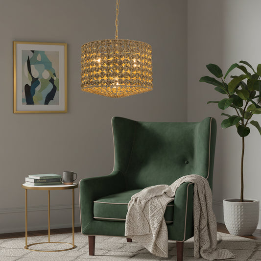 Koyo 4-Light Rattan Hemp Drum Pendant, Rustic Coastal Boho - Handwoven