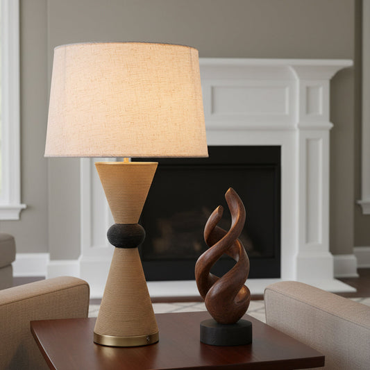 Alba 28 in. Rattan Table Lamp with USB 3-Way Touch Dimmer