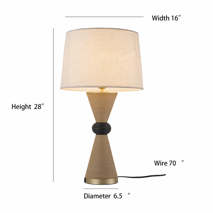Alba 28 in. Rattan Table Lamp with USB 3-Way Touch Dimmer
