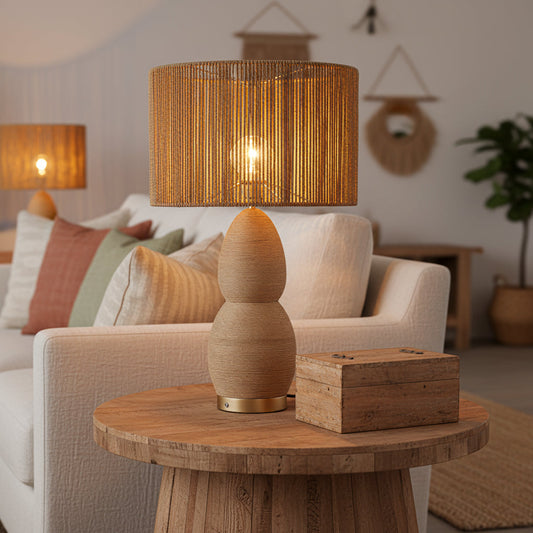 Brise 27 in. Rattan Table Lamp with USB 3-Way Touch Dimmer