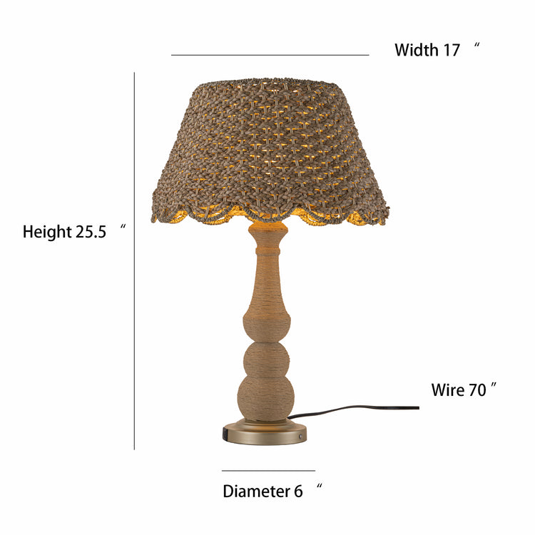 Onda 26 in. Rattan Table Lamp with USB 3-Way Touch Dimmer