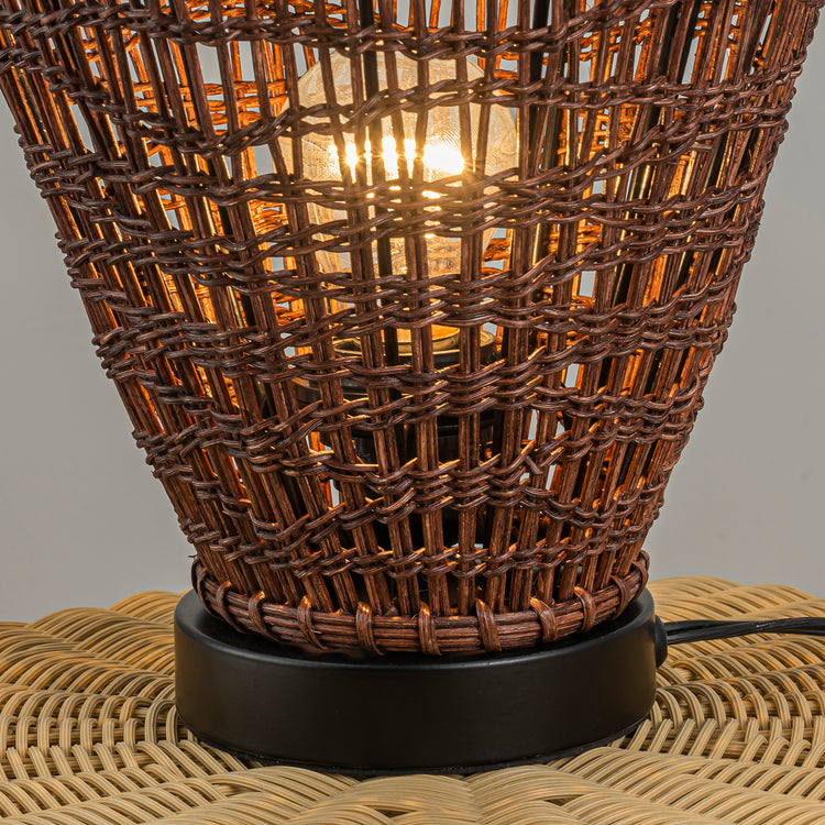 Kyoto 1-Light Rattan Table Lamp, Coastal Boho Japandi - Handwoven