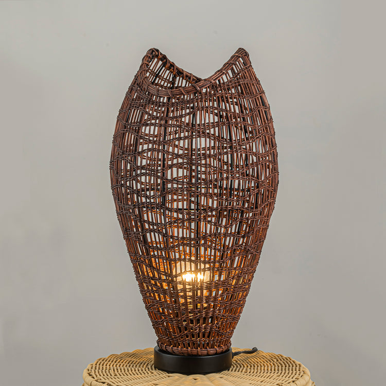Kyoto 1-Light Rattan Table Lamp, Coastal Boho Japandi - Handwoven