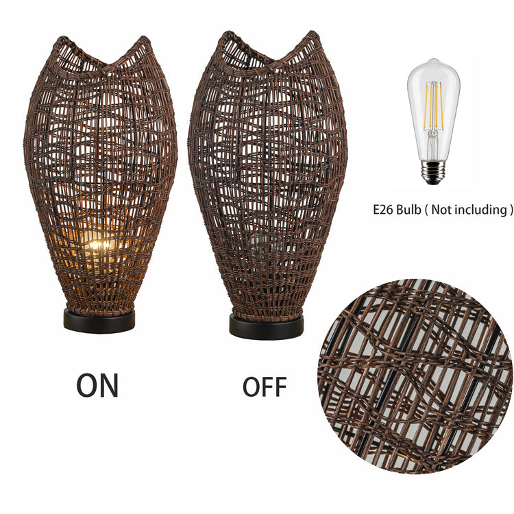 Kyoto 1-Light Rattan Table Lamp, Coastal Boho Japandi - Handwoven