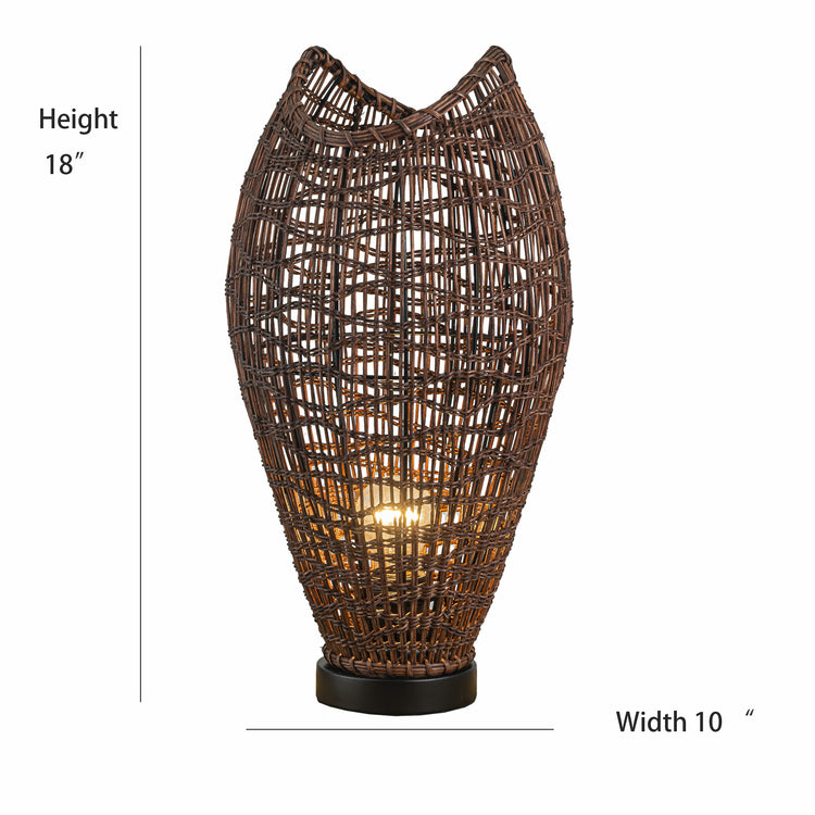 Kyoto 1-Light Rattan Table Lamp, Coastal Boho Japandi - Handwoven