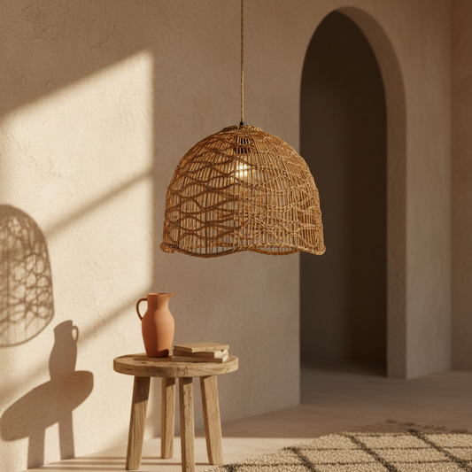 Nami 1-Light Rattan Dome Pendant, Japandi Boho - Handwoven