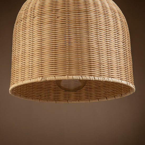 Created with a natural woven rattan design and a dome shape