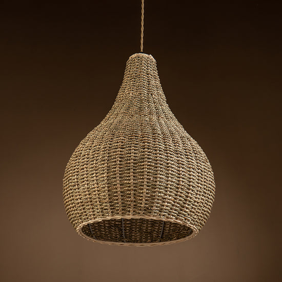 Handmade Wicker natural tear drop lantern