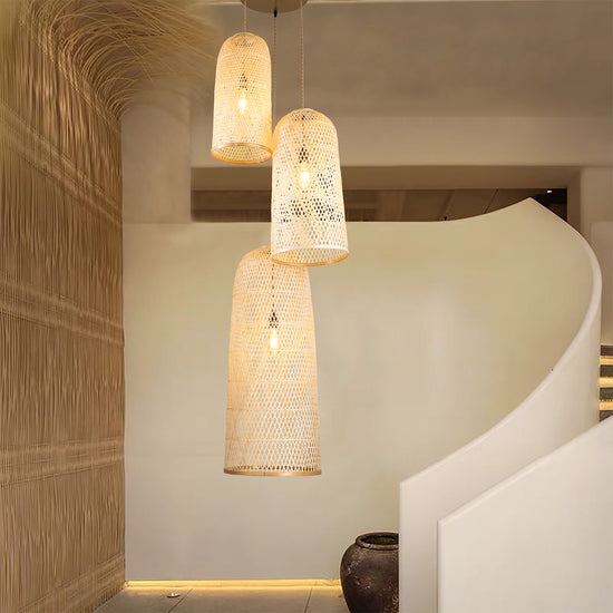 Natural fiber pendant light top