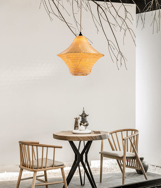 Geometric Rattan Pendant Light