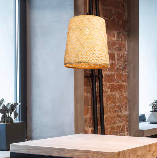Rattan Cylinder Hanging Pendant Light